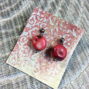 Red Coral Dangle Earrings
